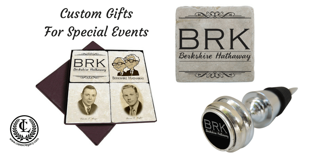 Swag Bag Gift Ideas include marble coasters and wine bottle stoppers for special events.