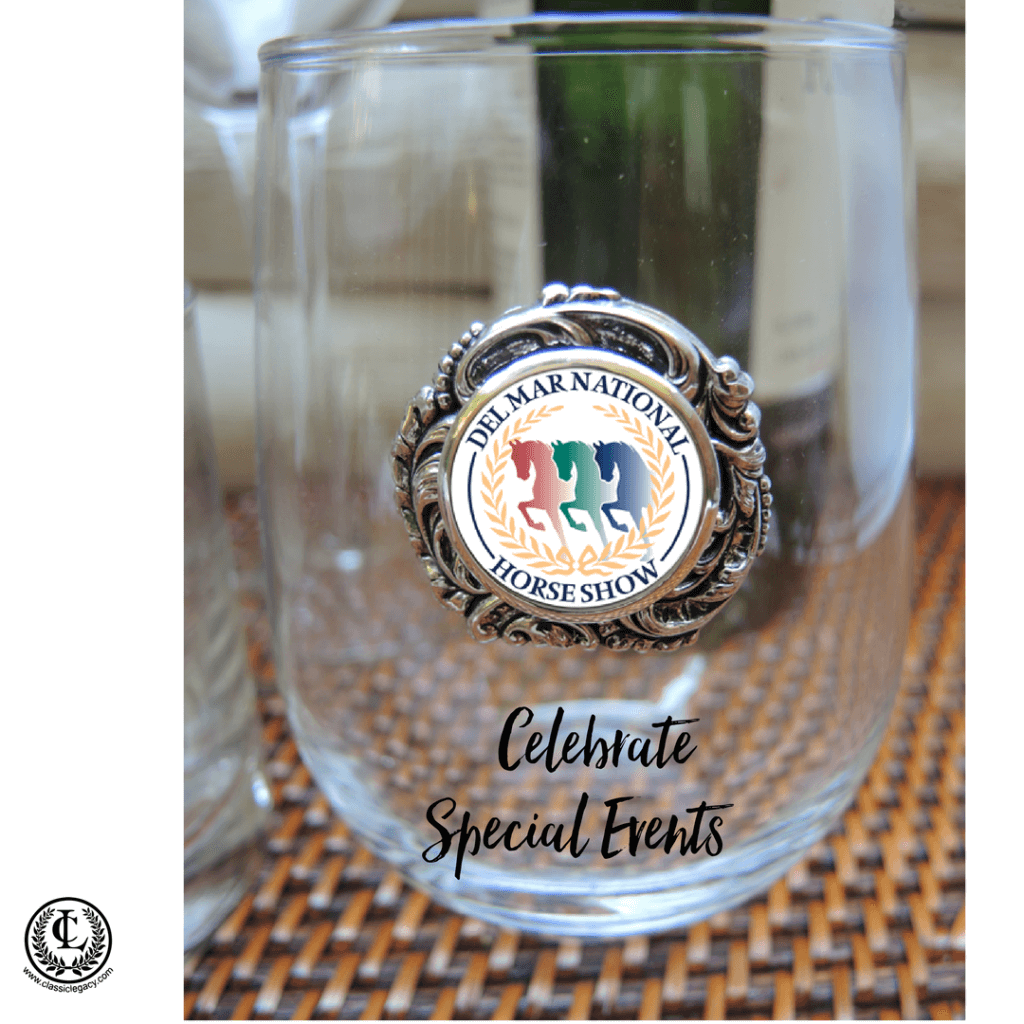 Del Mar Horse Show Stemless Wine Glass