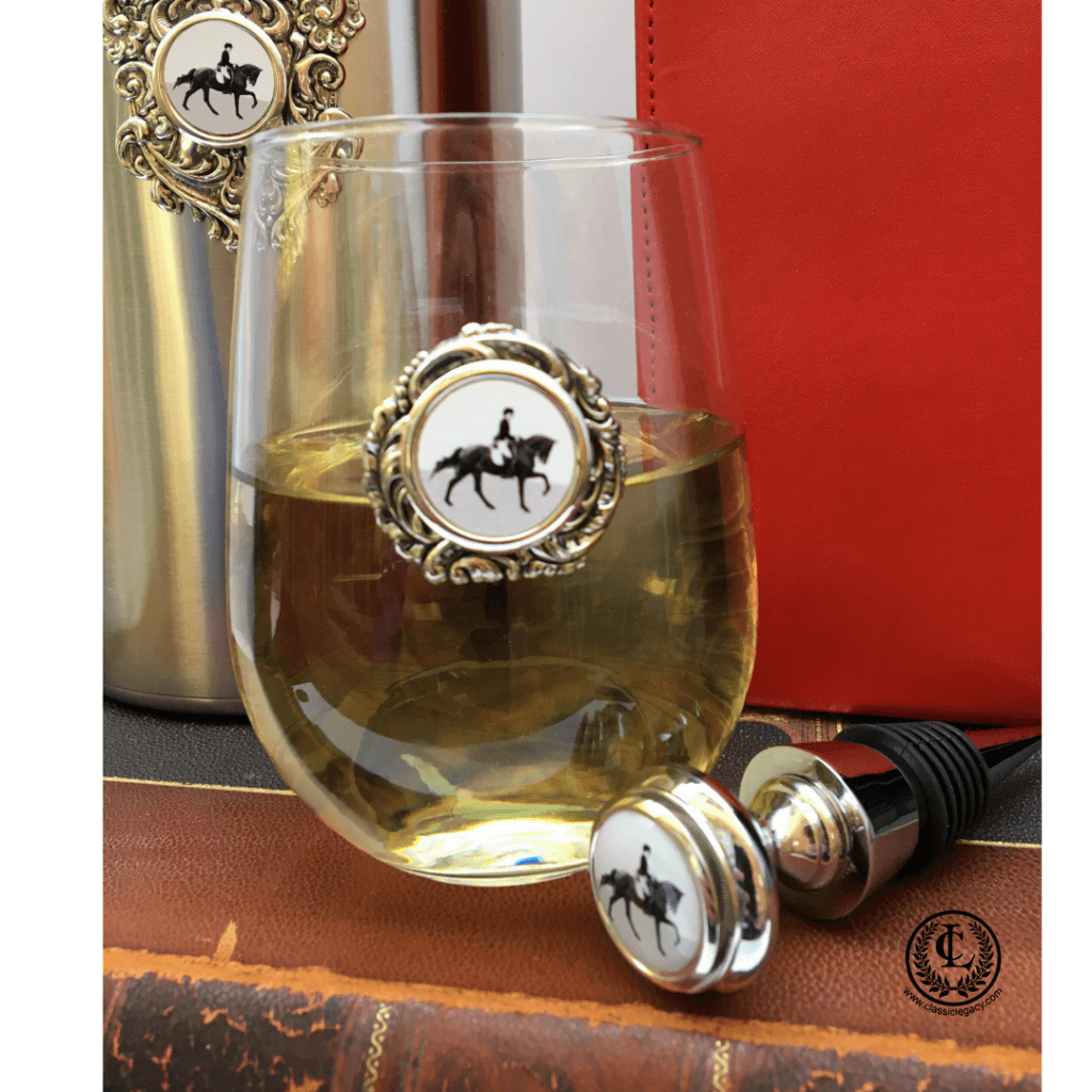 Equestrian Dressage Stemless Wine Glass