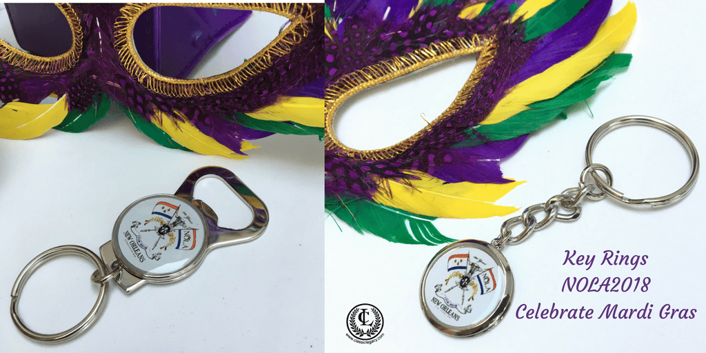 NOLA2018 Tricentennial Gifts include two styles of key rings.