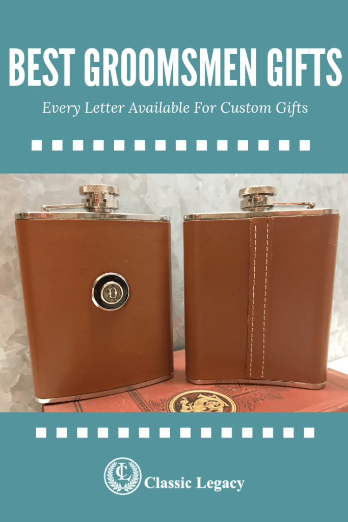 Groomsmen Gifts Leather Flask Initial