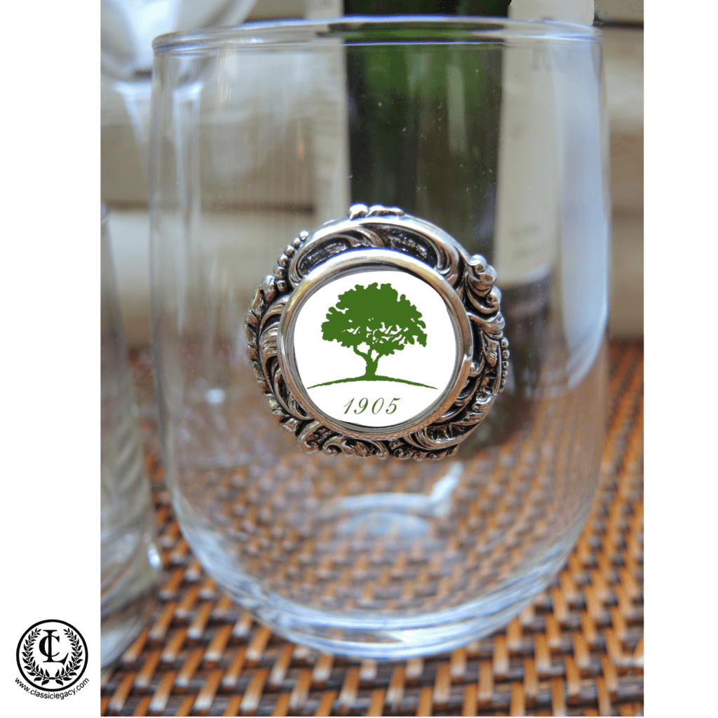 Logo gift for country club stemless wine class Memphis Country Club