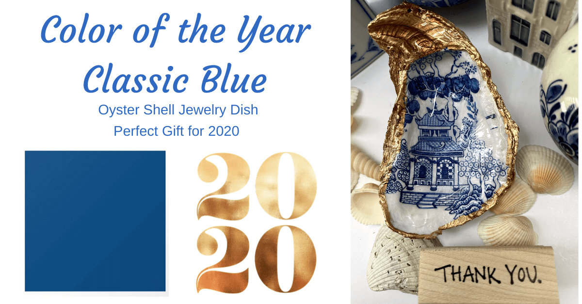 oyster shell jewelry gift perfect for 2020 classic blue color of the year and thank you gift