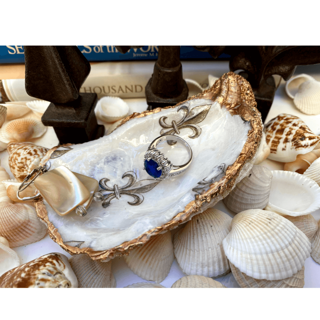 Oyster Shell Ring Dish Fleur de Lis Style