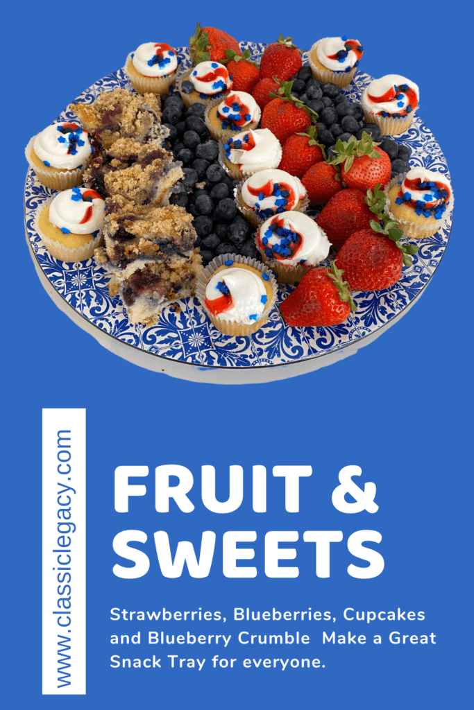 Sweets and fruit make a good July 4th food tray.