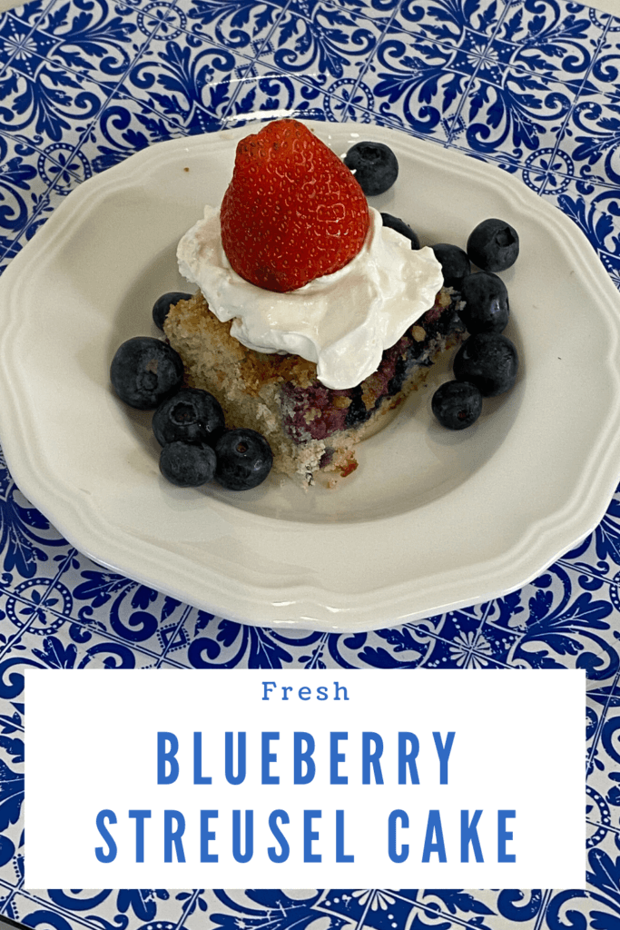 Fresh blueberry streusel cake is a wonderful 4th of July dessert.