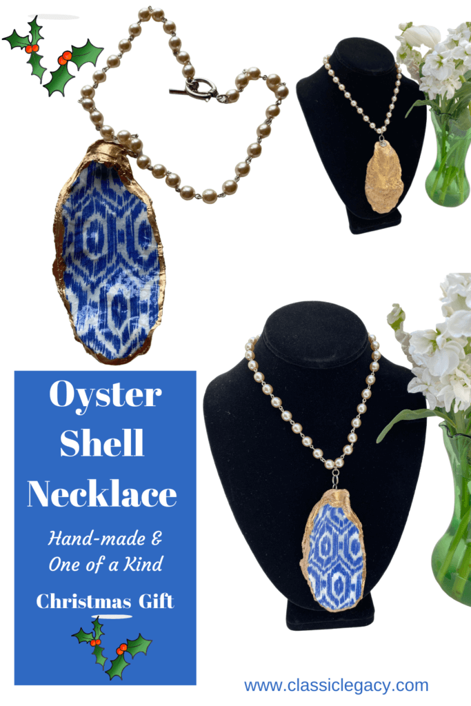 Winning 2020 Holiday Gifts include this blue and white oyster shell necklace