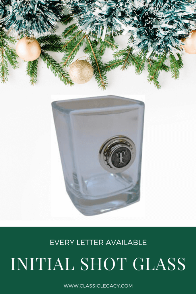 The initial shot glass is a fun little gift that could be a great little stocking stuffer.   Every letter is available.   It is also a great groomsmen gift.  