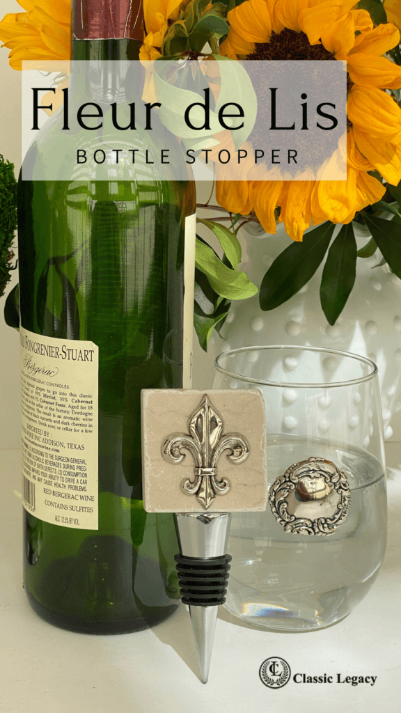fleur de lis marble wine bottle stopper