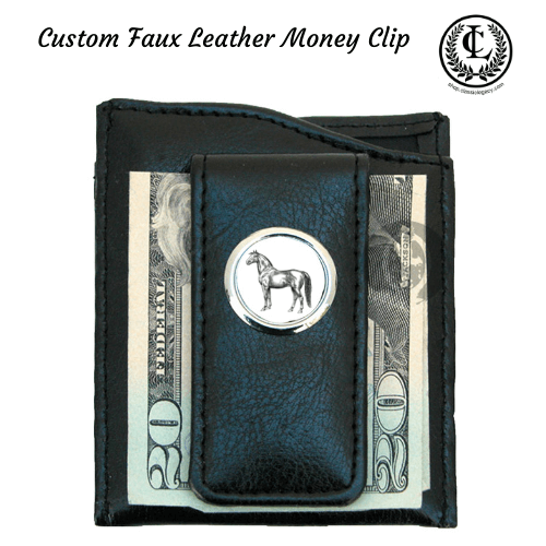 faux leather money clip personalized equestrian gifts