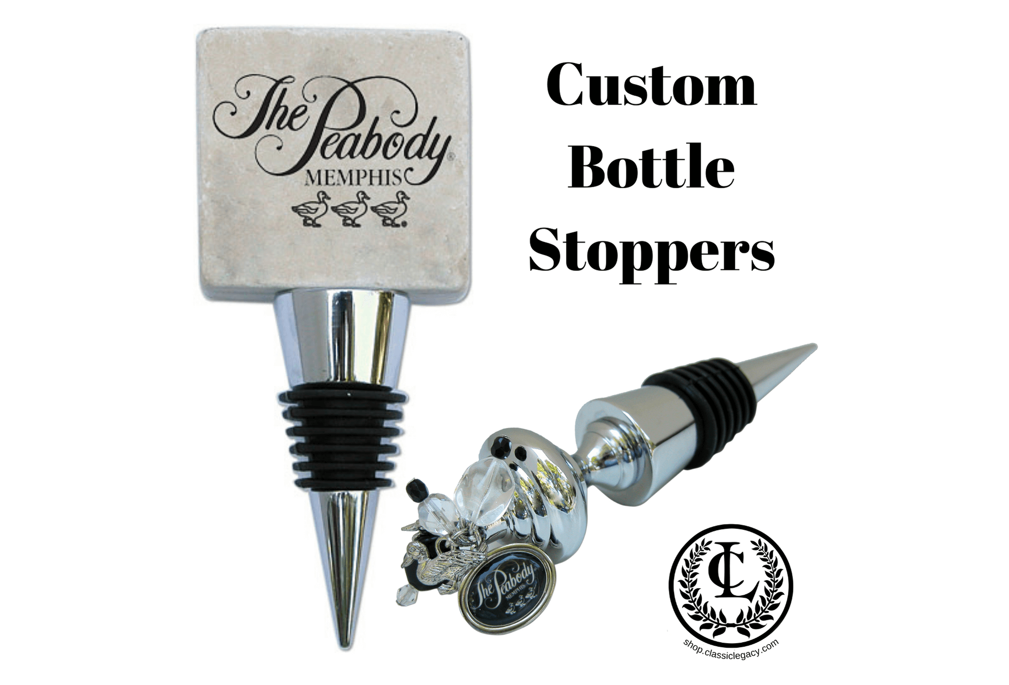 Custom personalized logo bottle stopper for The Peabody Hotel