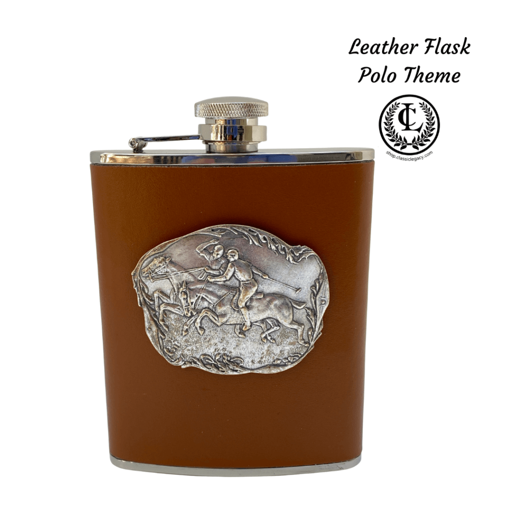 New Year Gifts include the leather polo flask.