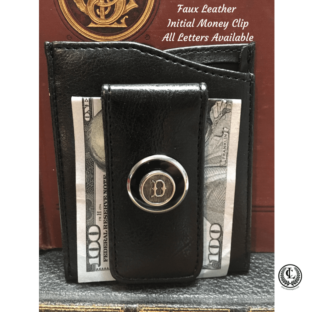 The faux leather initial money clip makes a great New year gift.